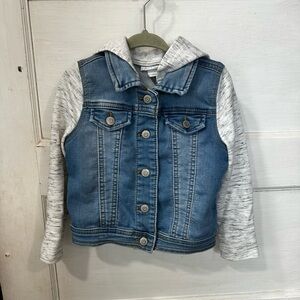 3T Cat & Jack Stretch Denim Jacket with Gray Sleeves & Cat Hood